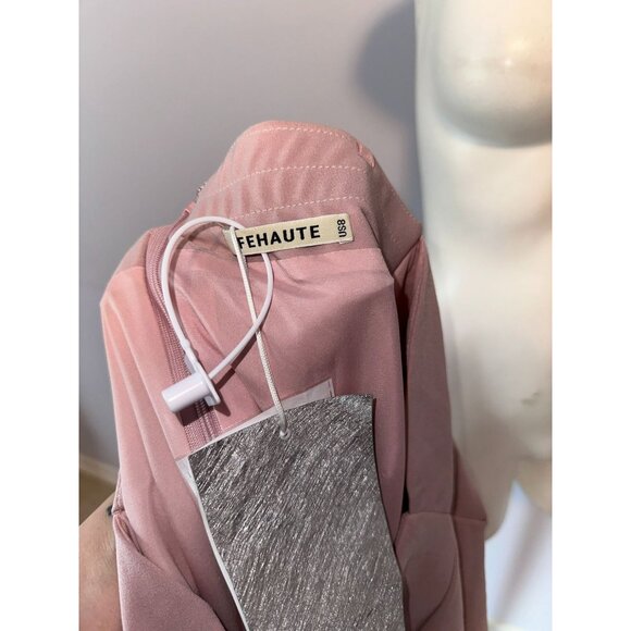 Fehaute Pink Ruffled Bell Sleeves V Neck Mermaid Maxi Dress Wedding Size  8 NWT - Picture 3 of 7